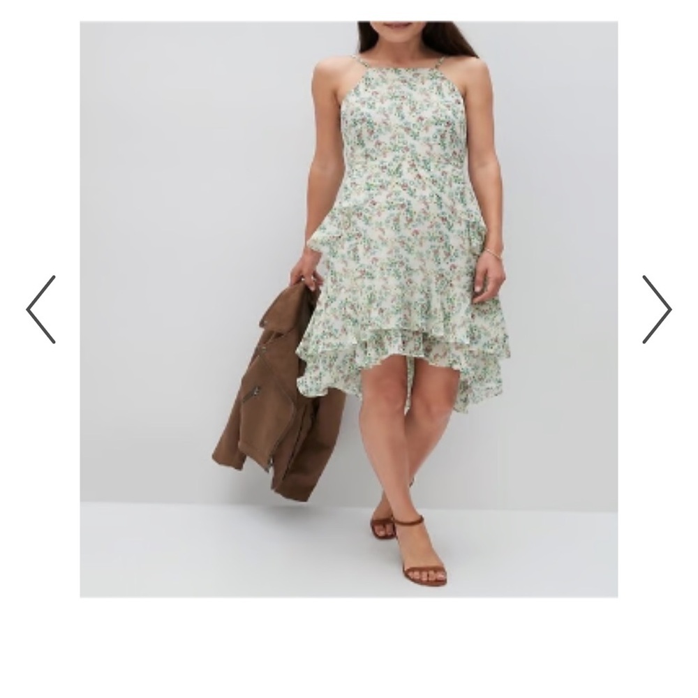 Banana Republic Floral Print Tiered Ruffle Fit & Flare Halter Neck Midi Dress 12